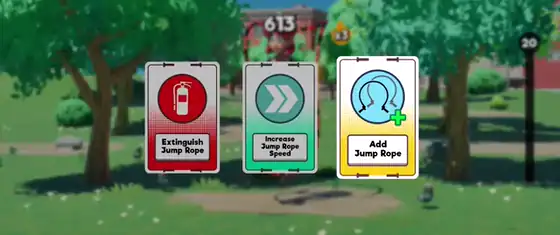Scarlet Skips stacked extra jump-ropes during a run